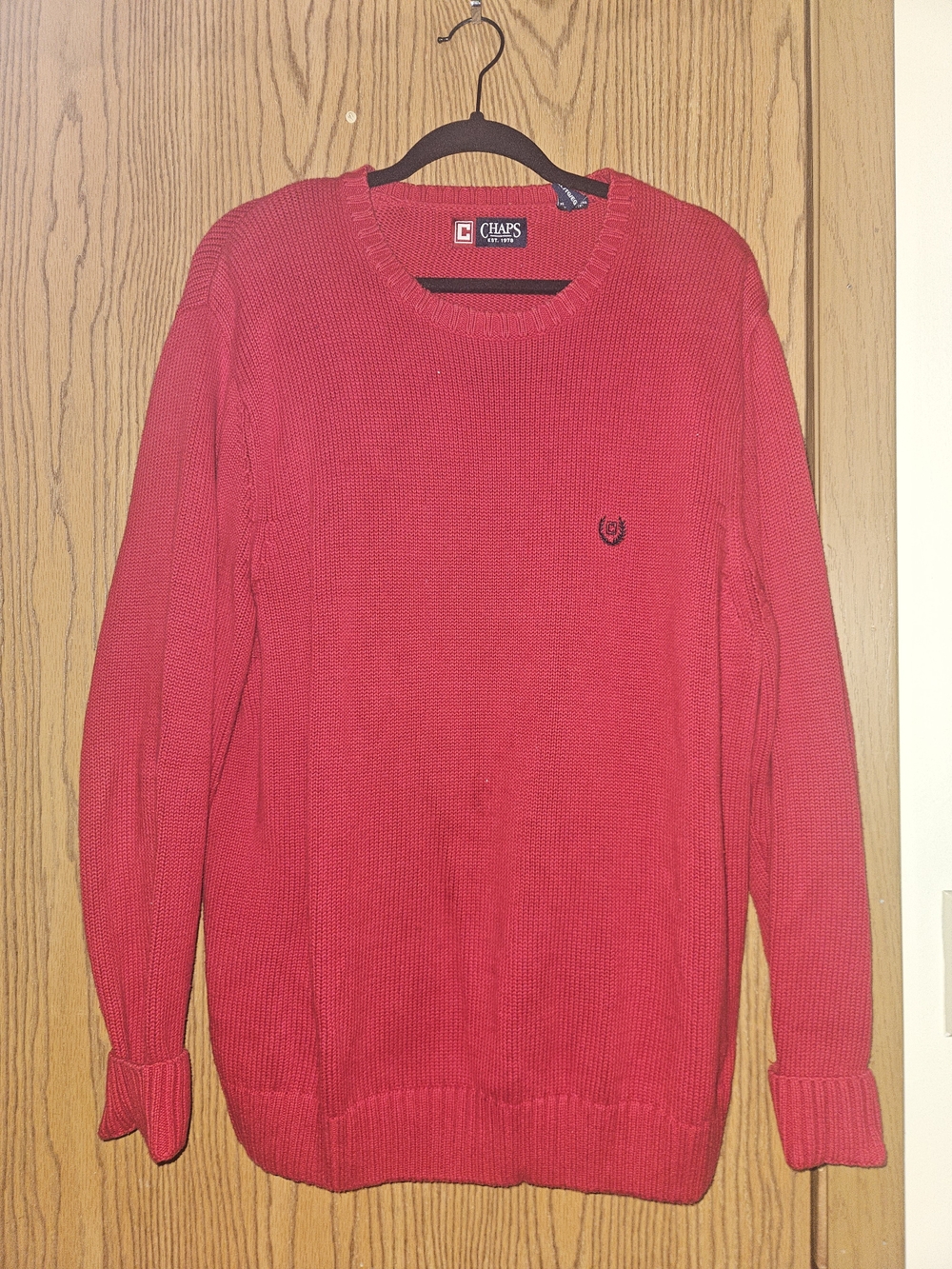 Chaps Men's Bright Red Crewneck Knit Sweater